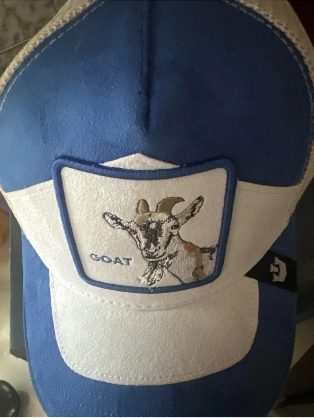 Goorin Bros Trucker Hat, Goat Blue And White Brand New With Tags, adjustable